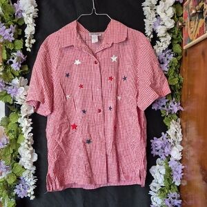 Blair Red and White Gingham Button-Up Shirt